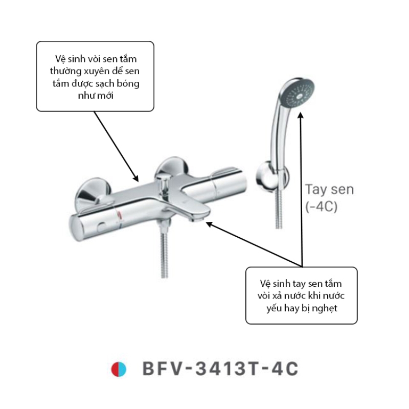Vòi sen tắm nhiệt độ INAX BFV-3413T-4C